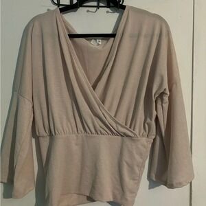 Shopin LA Womens Dusty Rose Top Made in USA Sz Medium Faux Wrap